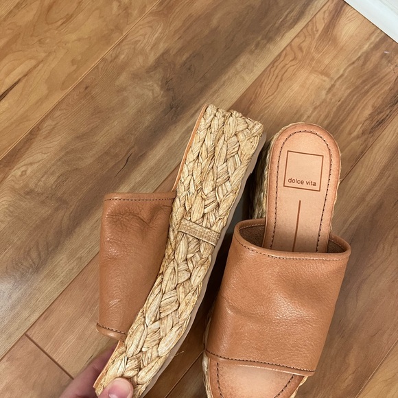Dolce Vita Brown Leather Espadrille Slides - Picture 2 of 5